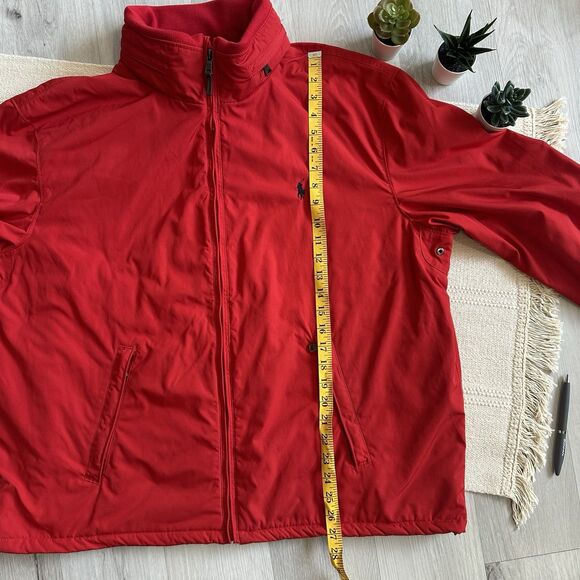 Vtg Polo Ralph Lauren Full Zip Jacket Men XXL Red  Fleece Lined ZippedHood READ - Picture 14 of 16